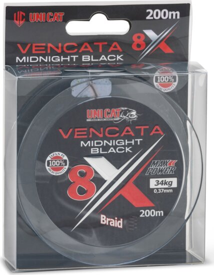 Uni Cat Vencata Midnight Black 8X fonott zsinór