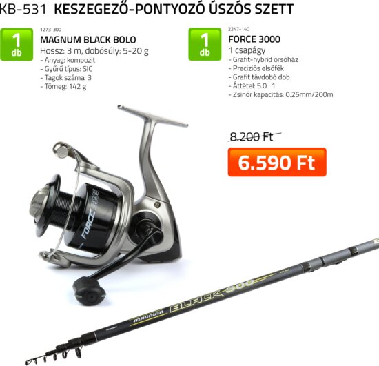 Nevis Keszegező-Pontyozó úszós szett Magnum Black Bolo 3,00m + Force 3000 orsó
