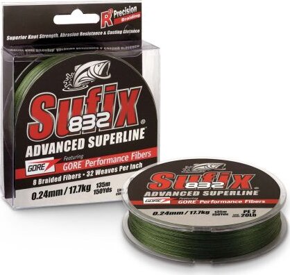 Sufix 832 BRAID L.VIS GREEN 120M 0,15mm 9,2kg