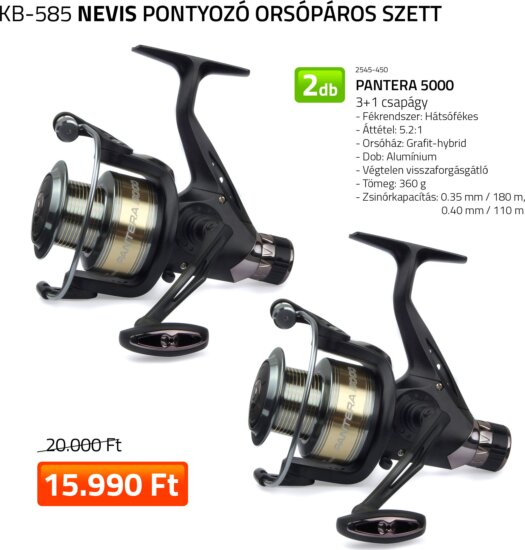 Nevis Pontyozó hátsófékes orsópáros 2 db Pantera 5000