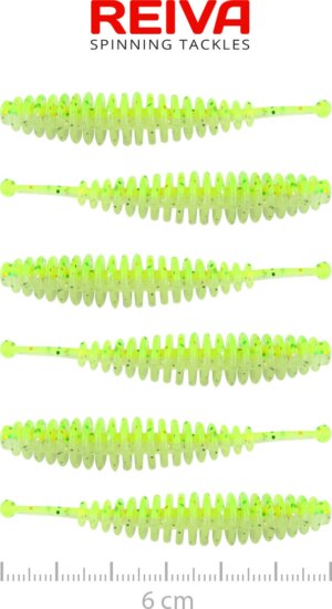 Reiva Tiny Worm 6cm 6db/cs (Flash Chartreuse)