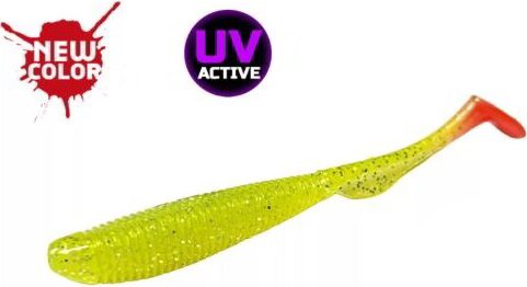 Molix RA Shad 3.8" / #639 - UV Tournament Chartreuse Orange Tail gumihal