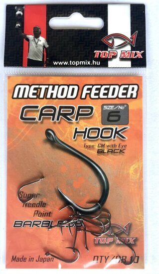 Top Mix Method Feeder Carp Hook Barbless #6
