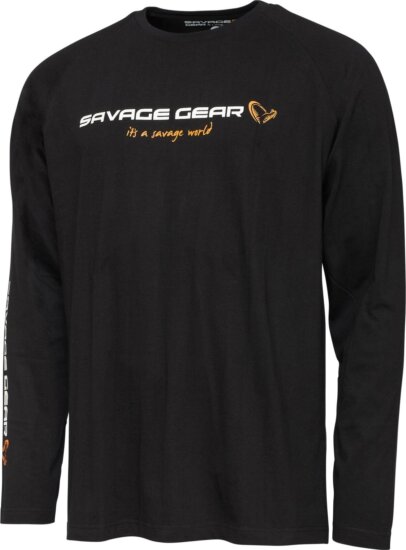 Savage Gear SIGNATURE LOGO LS T-SHIRT M BLACK CAVIAR hosszúujjú póló