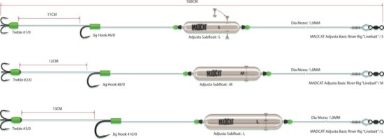 MADCAT ADJ. BASICRR LB 160CM1.00MM 1/0 6/0 20G harcsázó előkötött szerelék