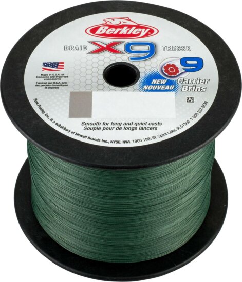 Berkley x9 Braid; 2000m | 2188yd, 0,06mm, 6,4kg, Low-Vis Green fonott pergető zsinór