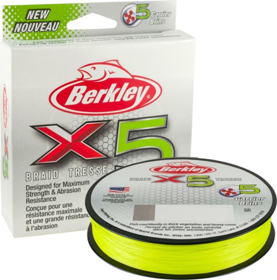 Berkley x5 Braid; 150m | 164yd, 0,30mm, 31,5kg, Flame Green fonott pergető zsinór