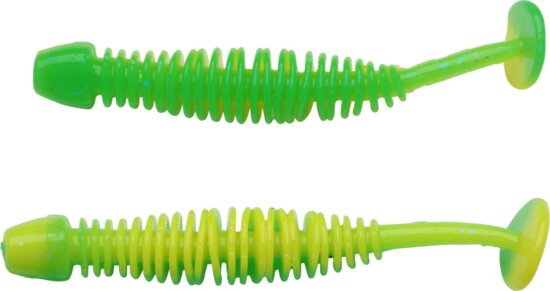 Berkley PowerBait PWRBT PWR Leech 60mmSprng Grn/Snsne Ylw gumihal