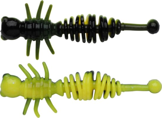 Berkley PowerBait PWRBT PWR Larvae 55mm Black/Snsne Ylw gumihal