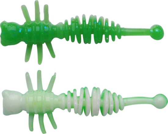 Berkley PowerBait PWRBT PWR Larvae 40mm Sprng Grn/White gumihal