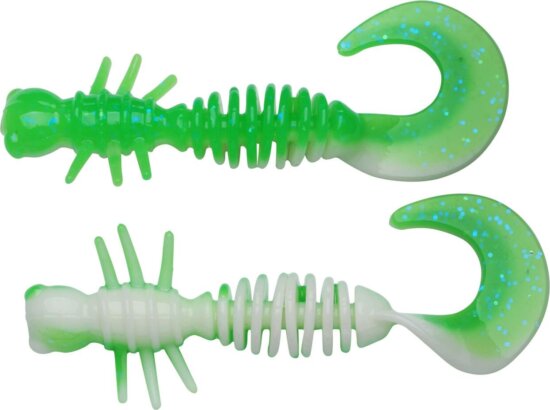 Berkley PowerBait PWRBT PWR Curly 55mm Sprng Grn/White gumihal