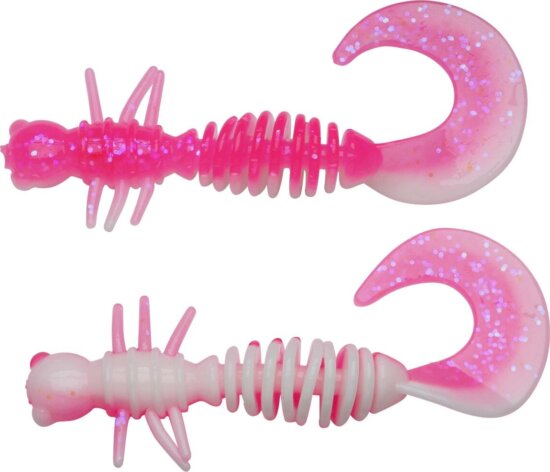 Berkley PowerBait PWRBT PWR Curly 55mm Pink/White gumihal