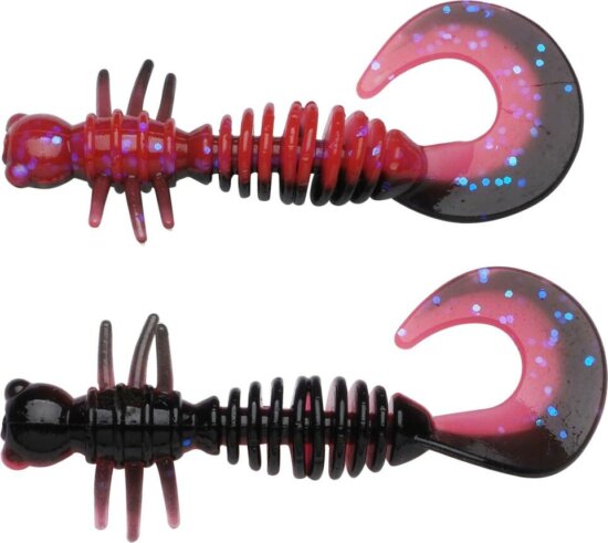 Berkley PowerBait PWRBT PWR Curly 40mm Slmn Egg Red/ Black gumihal