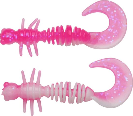 Berkley PowerBait PWRBT PWR Curly 40mm Pink/White gumihal