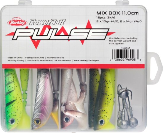 Berkley PowerBait Pulse Shad Box 11cm incl Jigheads 12/4ps gumihal