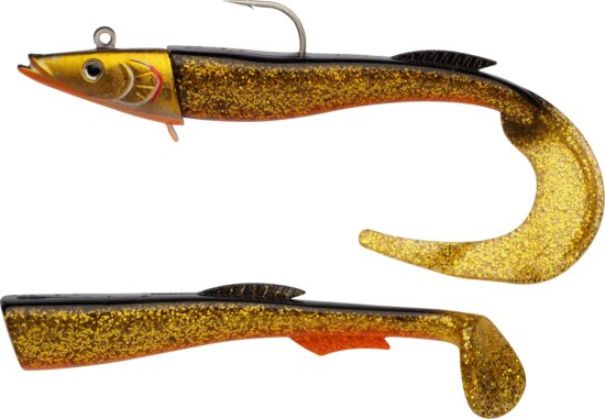 Berkley PowerBait Power Sandeel 21cm - 160g Gold Motoroil gumihal