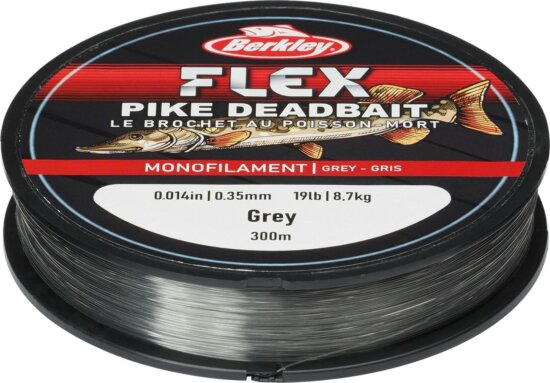 Berkley Flex Pike Deadbait; 300m | 327yd, 0,35mm, 8,7kg | 19lb , Grey pergető monofil zsinór