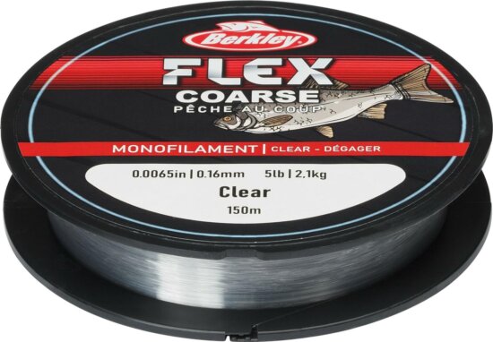 Berkley Flex Coarse; 150m | 165yd, 0,12mm, 1,25kg | 3lb , Clear pergető monofil zsinór