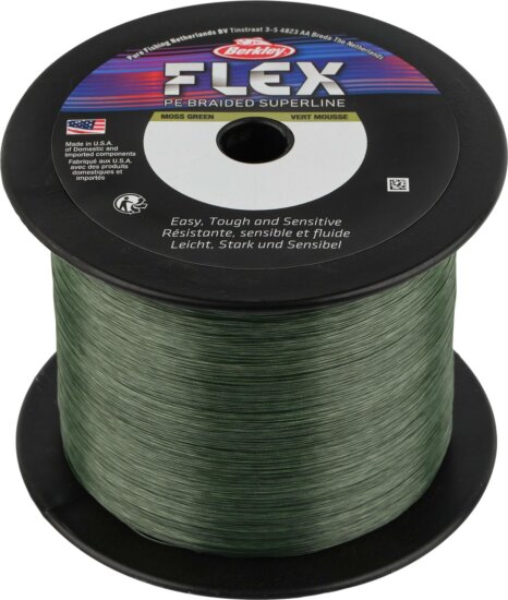 Berkley Flex Braid; 2175m | 2000yd, 0,35mm, 23,1kg | 51lb , Moss Green fonott pergető zsinór