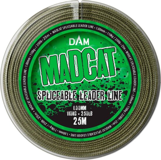 MADCAT SPLICEABLE LEADER 25M 1.00MM 110KG GREEN harcsázó előkezsinór