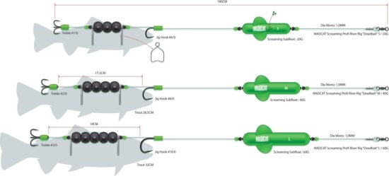MADCAT SCREAMING PROFIRR DB 180CM1.00MM 3/0 10 harcsázó előkötött szerelék