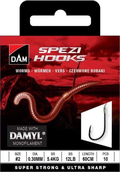 DAM SPEZI WORMS 4 0.25MM 4.0KG 60CM 10PCS