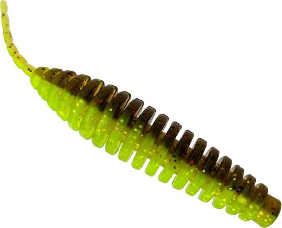 FISHUP Tanta 3" (6pcs.), #203 - Green Pumpkin/Flo Chartreuse gumihal