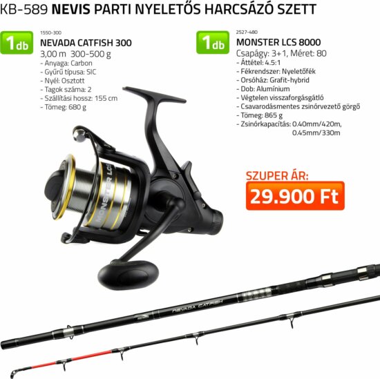 Nevis Parti nyeletős harcsázó szett 1550-300+ 2527-480