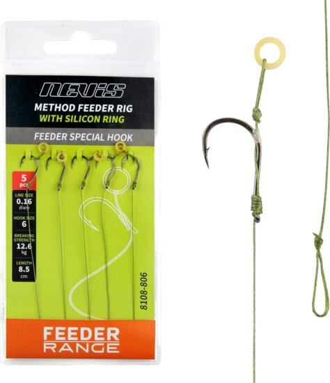 Nevis Feeder fonott előke szilikon gyűrűvel 12-es 5db/cs.