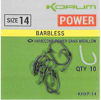 Korum XPERT POWER BARBLESS HOOKS - SIZE 16