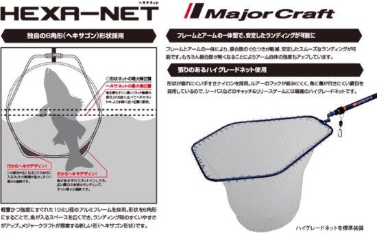 Major Craft Hexa Net Meritőfej M 55X50cm Black