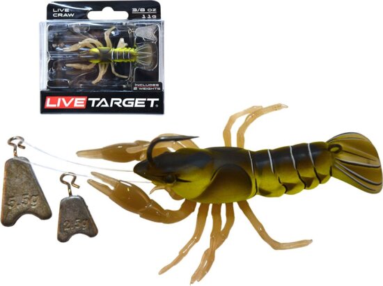 Livetarget Live Craw Finess Bait Chartreuse Black 63mm 11G Slow Sinking