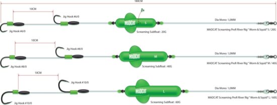 MADCAT SCREAMING PROFIRR WNS 180CM1.00MM 6/0 6 harcsázó előkötött szerelék