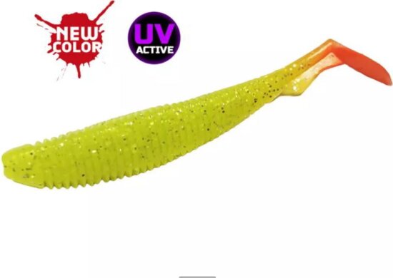 Molix RA Shad 3.0" FAT / #639 - UV Tournament Chartreuse Orange Tail gumihal