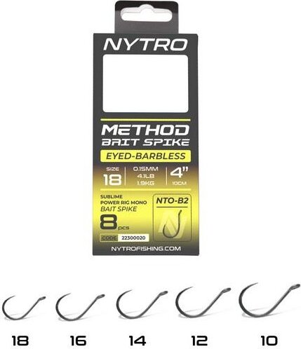 Nytro Nto-B2 Előkötött Szakáll Nélküli Csalitüskés Method Előke 10 Cm 12/0,21mm