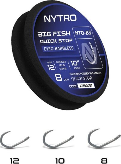 Nytro Nto-B3 Big Fish Előkötött Szakáll Nélküli Quick-Stop Előke 25 Cm 8/0,30mm