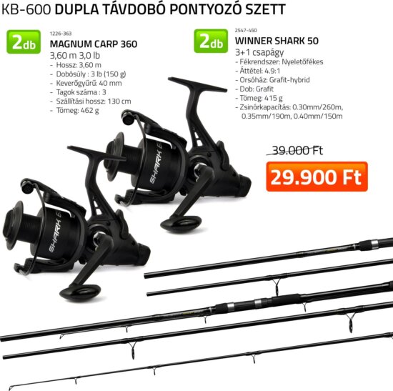 Nevis Dupla távdobó pontyozó szett 2x 1226-363+ 2x 2547-450