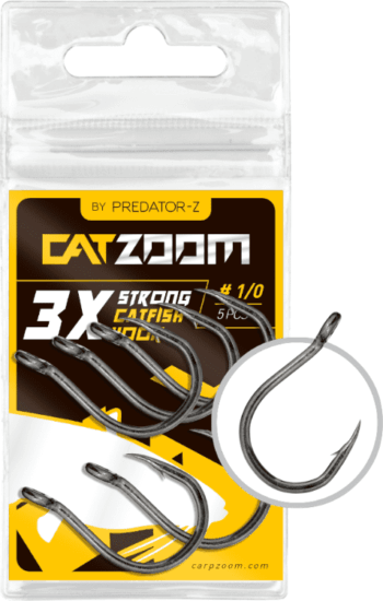 Catzoom 3X harcsázó horog, #1/0, 5 db