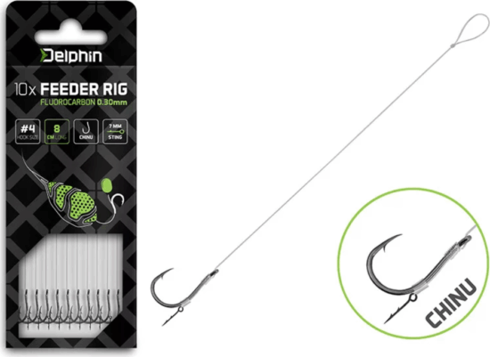 Delphin Fluoro Sting Feeder Rig / 10db (12cm/0,26mm/Chinu #6)