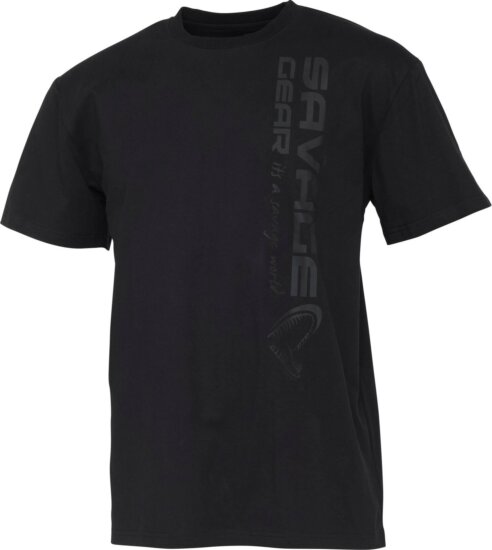 Savage Gear Vertical Logo Tee S Black póló