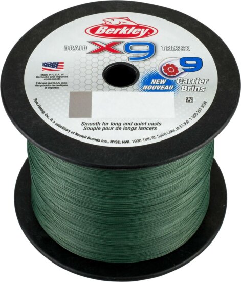 Berkley x9 Braid; 2000m | 2188yd, 0,25mm, 27kg, Low-Vis Green fonott pergető zsinór