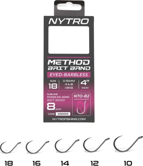 Nytro Nto-B2 Előkötött Szakáll Nélküli Csaligyűrűs Method Előke 10 Cm 18/0,15mm