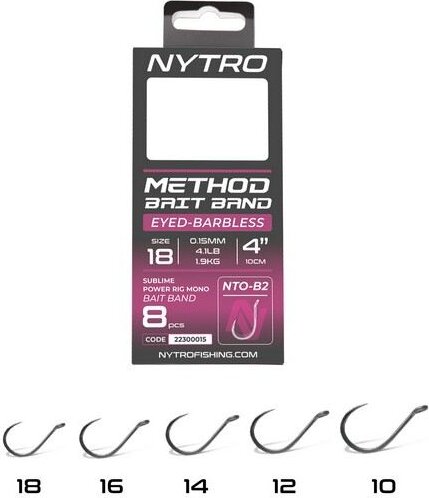 Nytro Nto-B2 Előkötött Szakáll Nélküli Csaligyűrűs Method Előke 10 Cm 10/0,23mm
