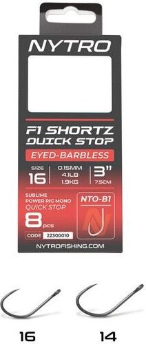 Nytro Nto-B1 Előkötött Szakáll Nélküli Quick-Stop Method Előke 7,5 Cm 16/0,13mm