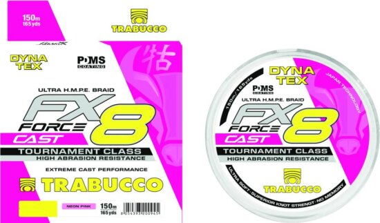 Trabucco DynaTex FX8 Force Cast Pink 150m 0,165mm 20lb, fonott zsinór
