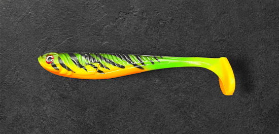 Alpha Tackle Avci Firetiger fluo zöld / sárga / fekete/ naracssárga farokkal / 12cm