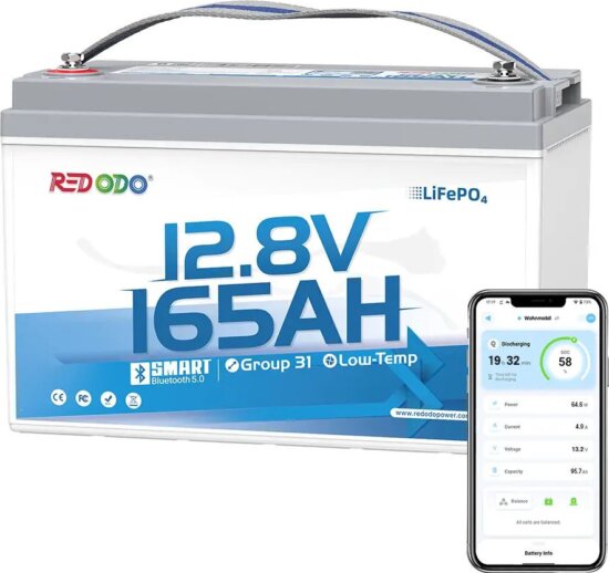 Redodo LiFePO4 12V 165Ah Group31 BlueTooth akkumulátor