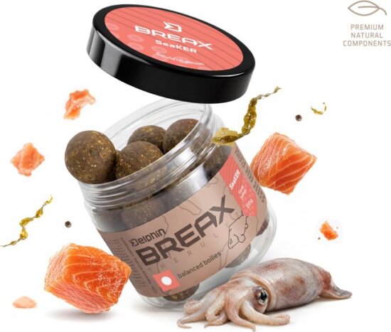 Delphin BreaX balanszírozott bojli / SeaKER (Tintahal-Lazac/20mm/100g)