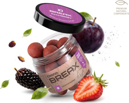 Delphin BreaX balanszírozott bojli / SweetBERRY (Eperfaeper-Eper-Szilva/24mm/100g)