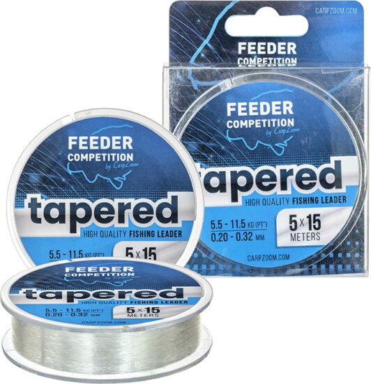 Feeder Competition Tapered vastagodó előkezsinór, o 0,18-0,28mm, 5x15m, 5,1/8,7kg, áttetsző